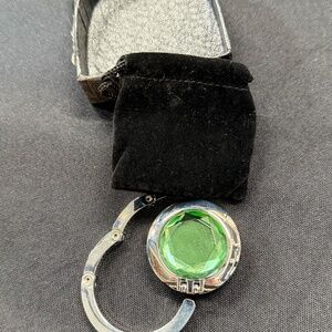 Santa Barbara Designs Portable Folding Purse Hanger w Double Mirrors & Green Gem